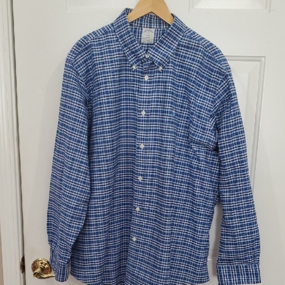 Brooks Brothers Blue Checkered Men's Shirt - Picture 3 of 12